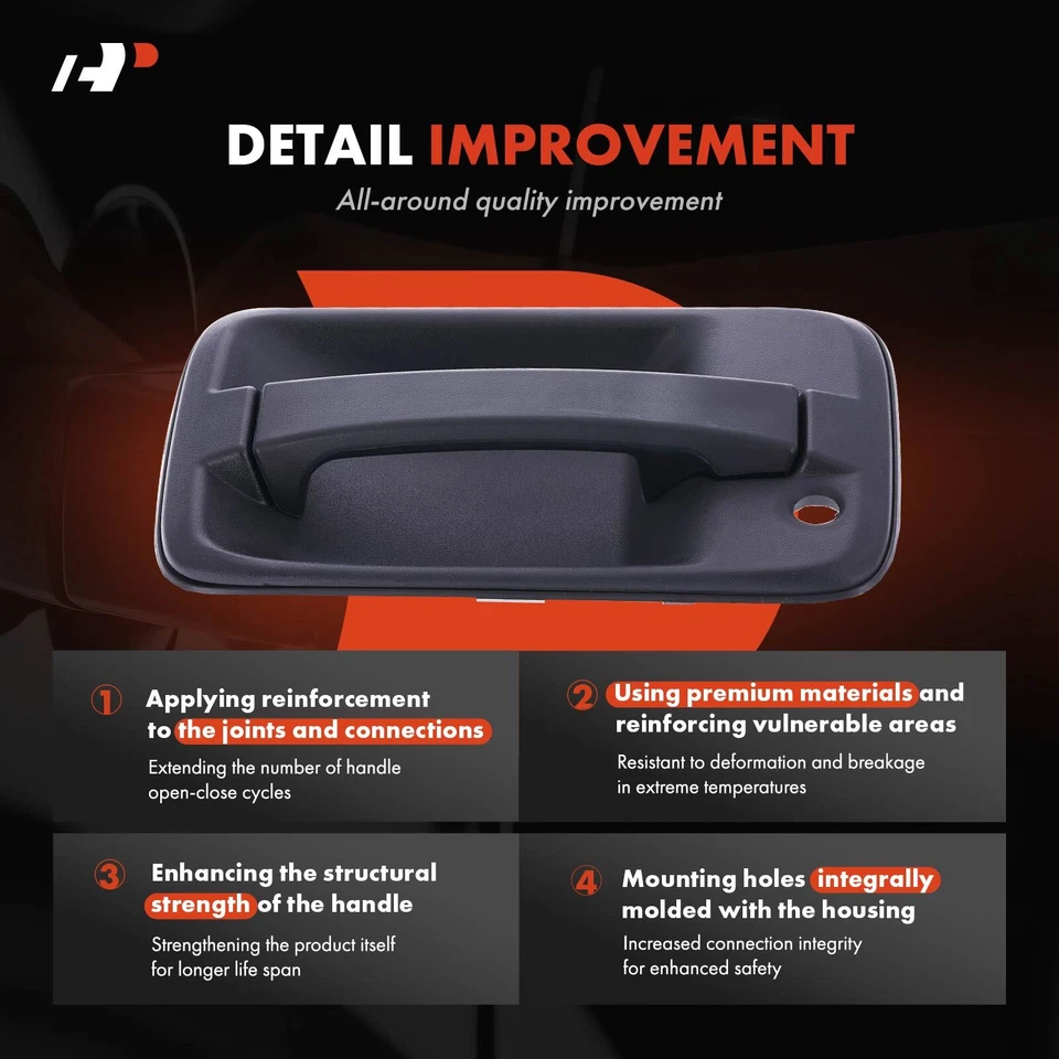 Manija de puerta exterior delantera derecha negra texturizada A-Premium para Chevy LCF 3500 GMC Foto 3 de 4