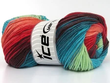 4-Skein Lot AntiPilling Magic Yarn Light 4x100g/280m Salmon Turqoise Mint Green