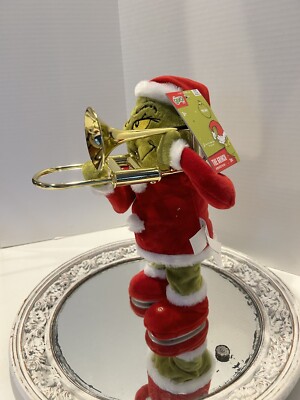 The GRINCH 12  Animated & Musical Trombone Christmas Plush Dr Seuss BRAND NEW