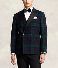 Polo Ralph Lauren Made Italy Plaid Tartan Wool Blend Tuxedo Jacket RRL Style-40R
