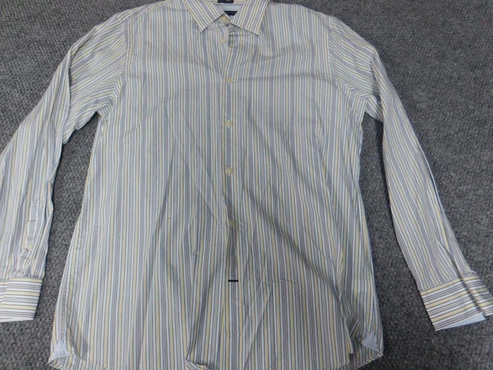 Banana Republic Mens Shirt Large striped Button Down woven plaid fitted - Image 3 of 4