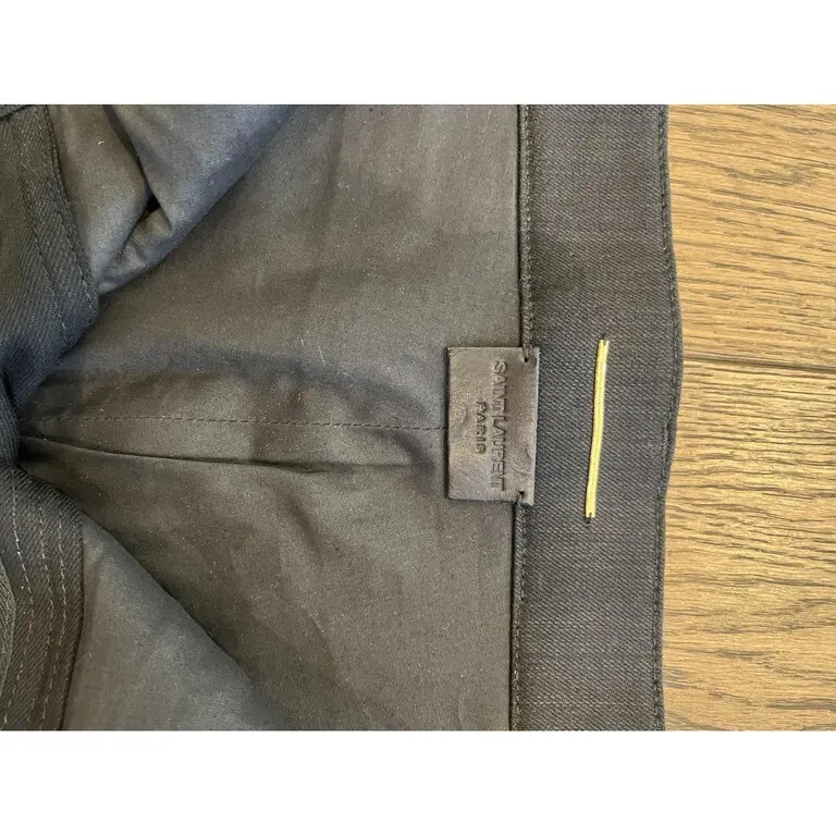 Pantalone Saint Laurent skinny gamba nero paillettes taglia UK 10 nuovo con etichette.