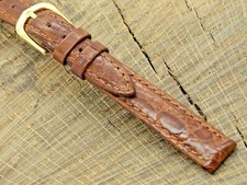 Hadley-Roma 11mm Watch Band Brown Leather w Gold Tone Buckle Vintage Unused NOS