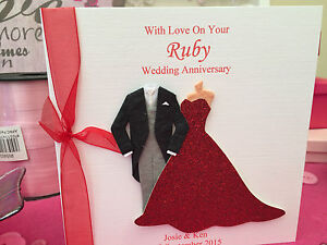 Personalised Ruby  Wedding  Anniversary  Card  40th Mum  