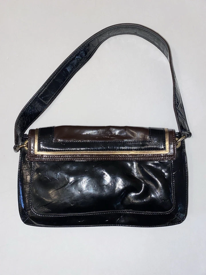 Сумочка Anya Hindmarch сумка коричневая черная золотистая магнитная застежка золотистое оборудование - Изображение 2 из 4