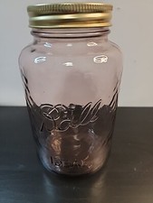 BALL Purple Glass Mason Jar With Gold Lid 30 Oz. Made In The USA
