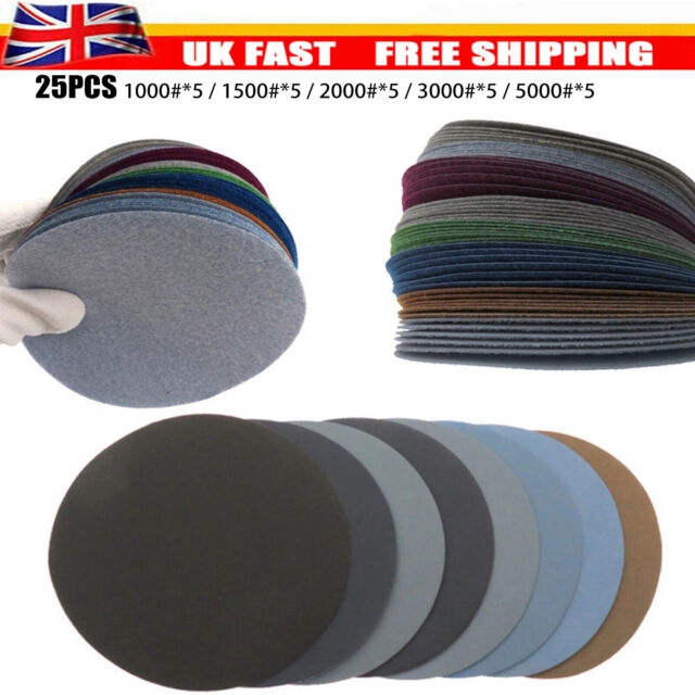 25X 3" 1000-5000 Grit Wet/Dry Hook&Loop Sanding Discs Mixed Orbital Sandpaper UK
