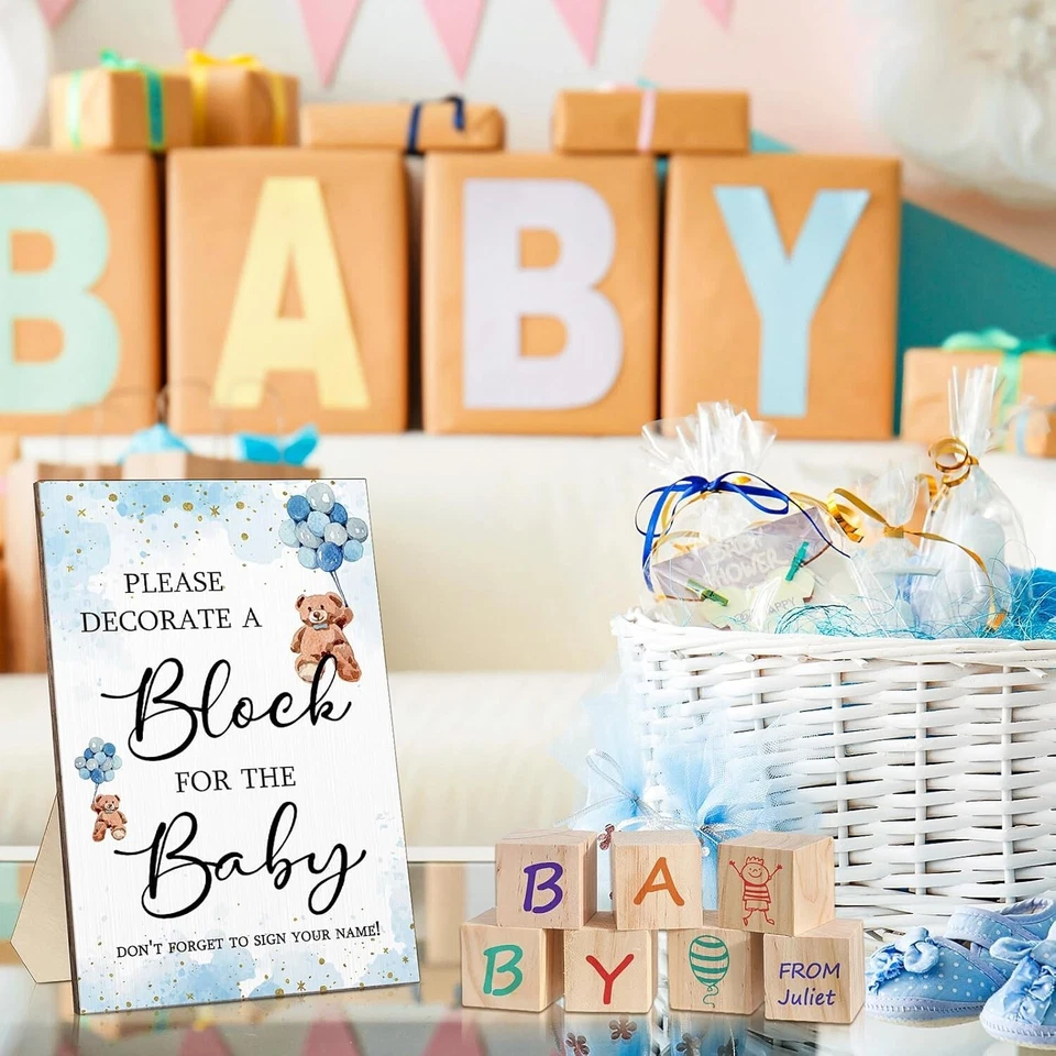 Kit de 75 letreros de juegos de baby shower que incluye decorar un bloque letrero de juego 50 hágalo usted mismo Bl Foto 3 de 4