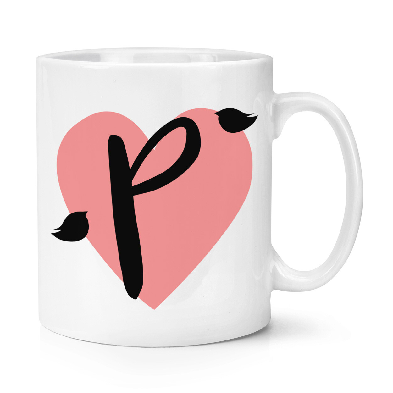 Letter P Heart Alphabet 10oz Mug Cup - Valentines Day Cute Love