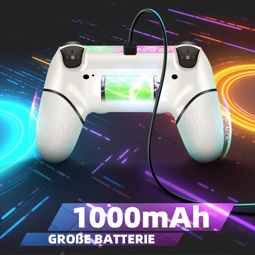 AceGamer Wireless Controller PS4, White Crack Custom Design, RGB-Licht, 1000m... - Bild 4 von 7