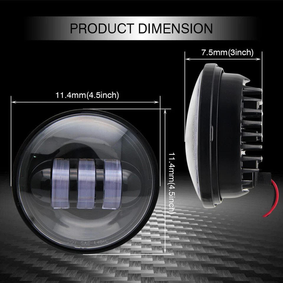 LED Zusatzscheinwerfer, schwarz, Harley Davidson, 4,5 Zoll, FLSTN, FLHX, FLH - Bild 2 von 4