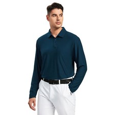 Solid Men's Travel Polo Shirt Long Sleeve Sports Autumn Simple