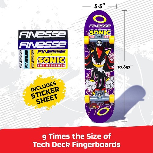SHADOW x SONIC THE HEDGEHOG x FINESSE skateboard TECH DECK HANDBOARD spin master - Picture 5 of 9
