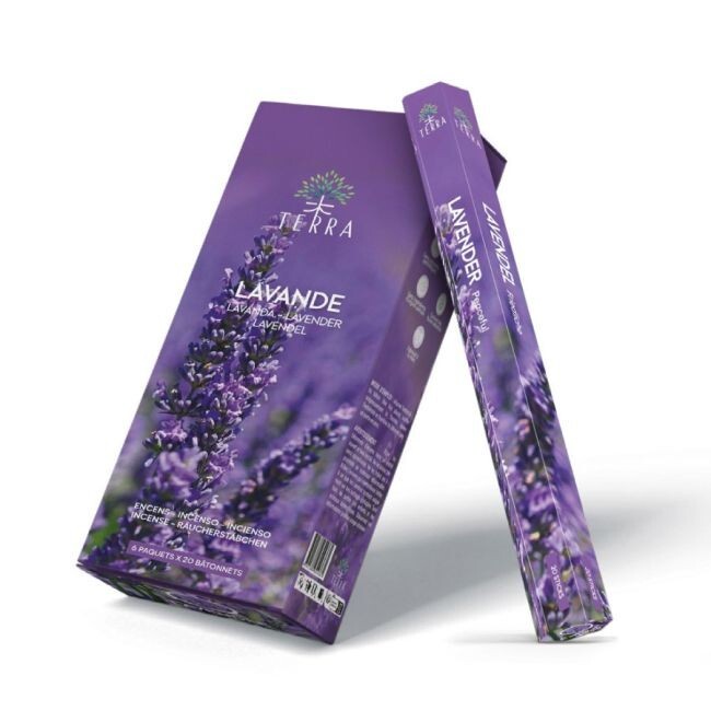 Terra Räucherstäbchen ohne Holzkohle 6x20 Stück Handgefertigt Duft Lavendel