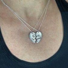 Best Friends Necklace Set, hand-stamped, birthday, heart, twins, cousins