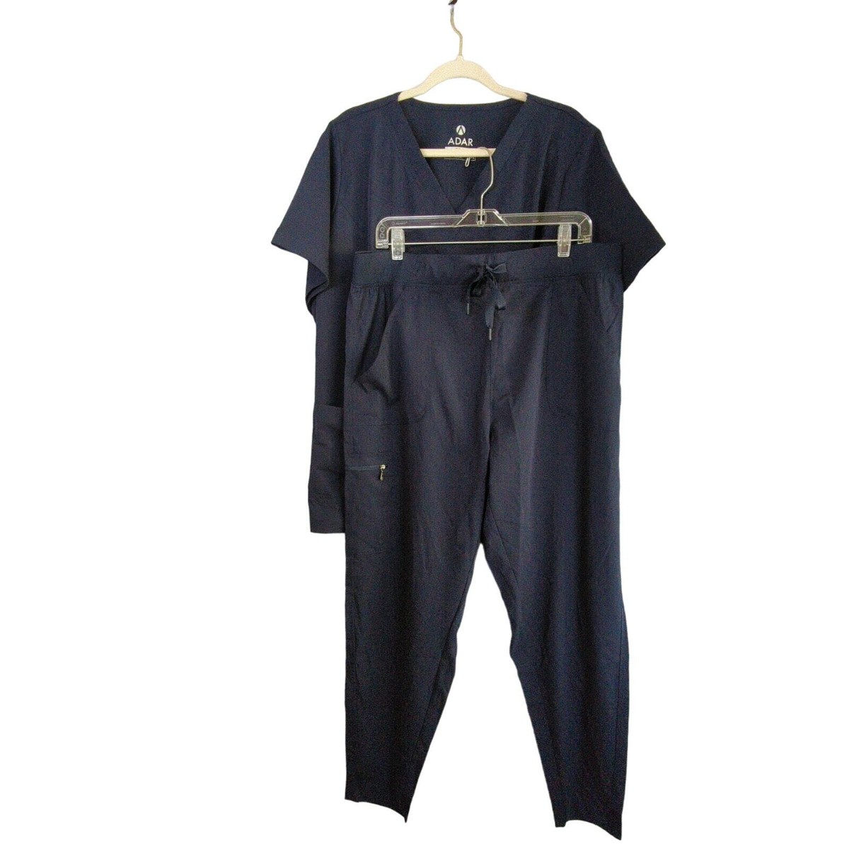 専用【19】 Adar Pro Scrub Set Womens 2X Navy Blue Stretch Zip Pockets