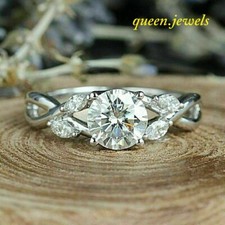 2.84CT Lab-Created Round Cut Diamond 14K White Gold Over Engagement Wedding Ring