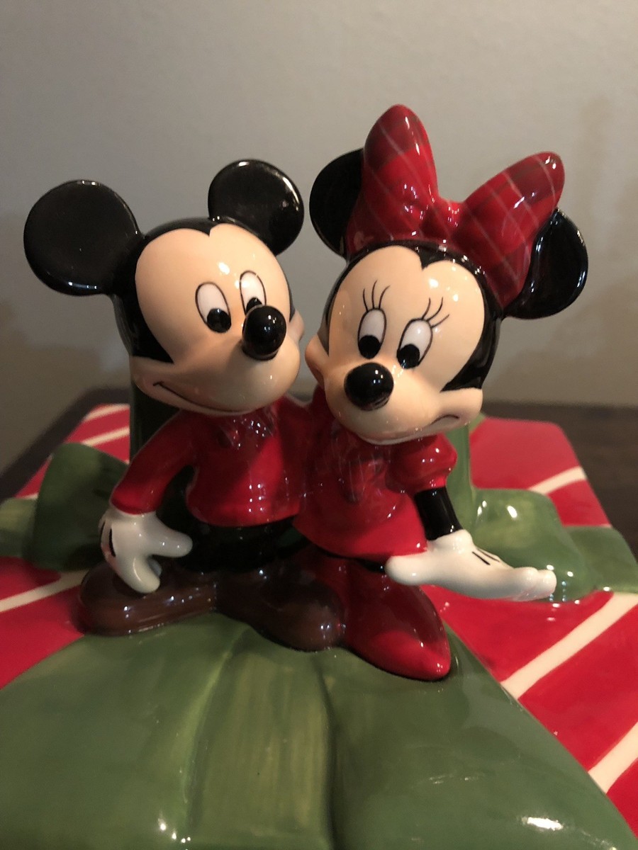 Disney Store Mickey & Minnie Mouse Cookie Jar Christmas Gift