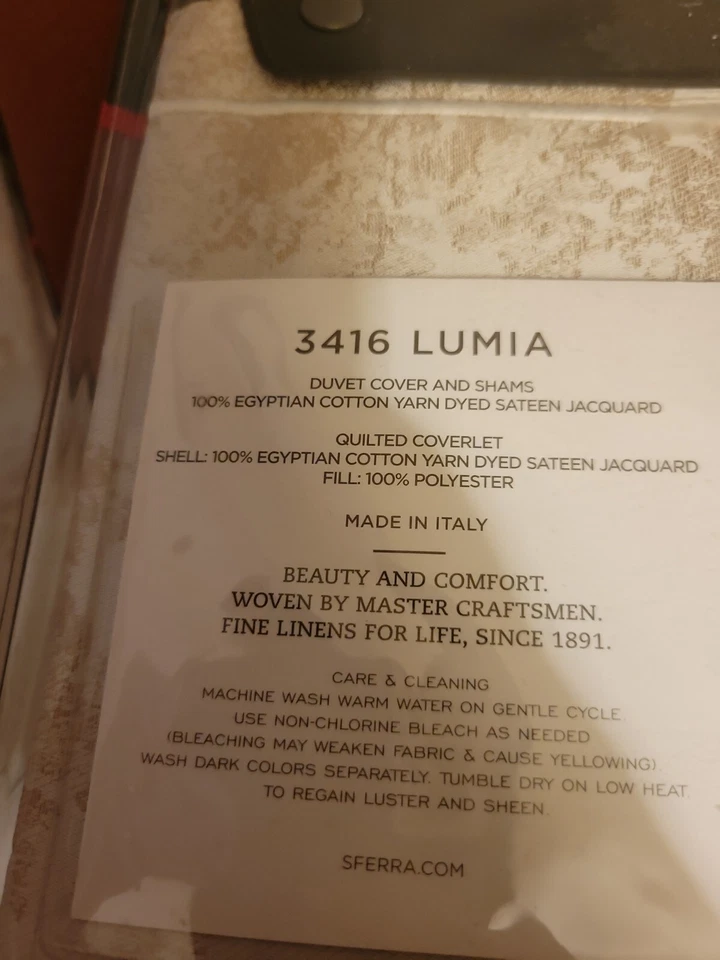 Sferra LUMIA Standard Sham белый/слоновая кость египетский хлопок сатин жаккард новый. - Изображение 2 из 3