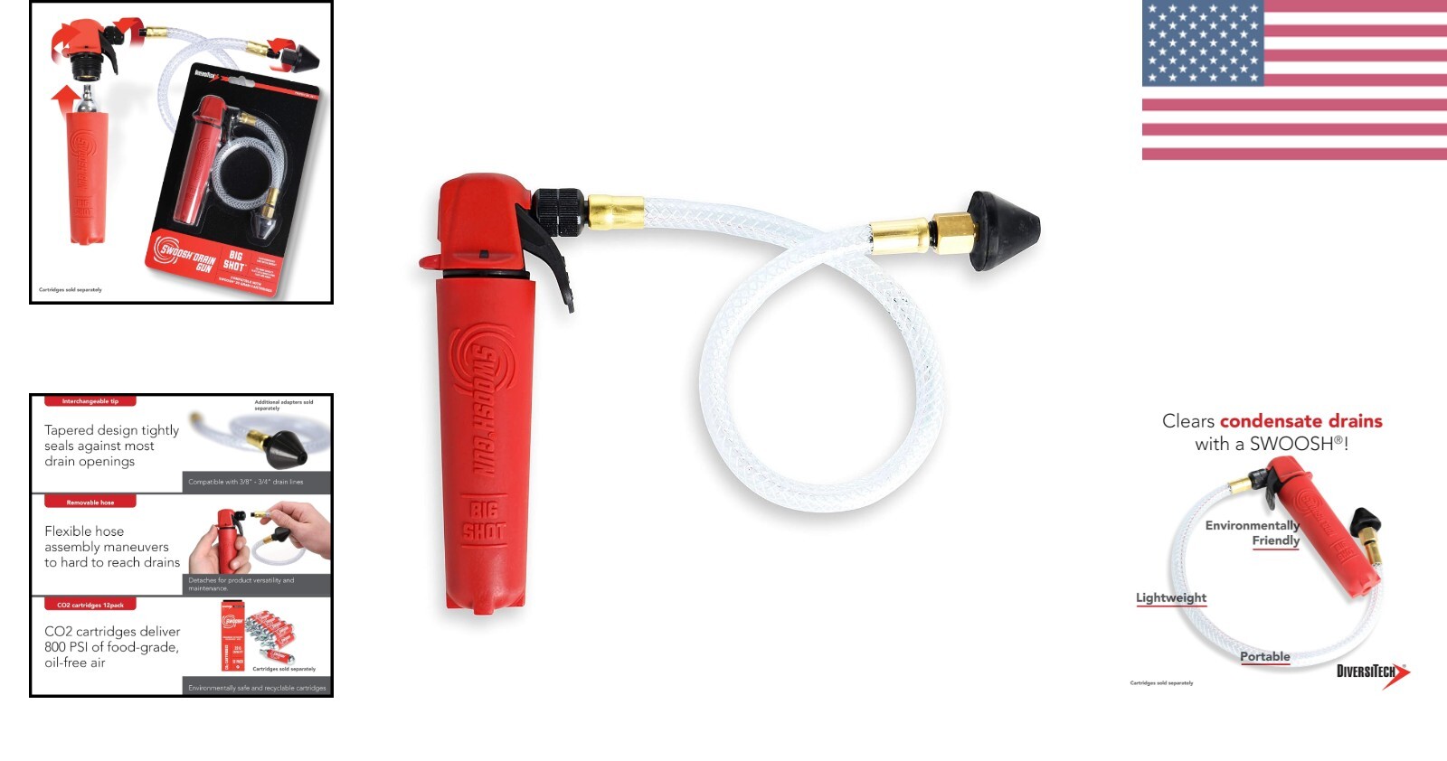 Red 20G Swoosh Big Shot Drain Gun - 6x2x2 Inches, Perfect for Quick Drainage