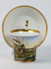 Ansichtentasse, Biedermeier, sehr qualitätvolle  Stadtansicht, um 1830