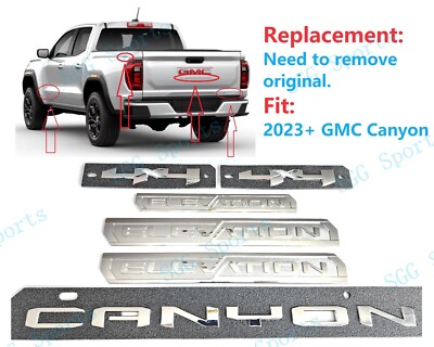 6PCS Chrome Door Rear Elevation Canyon 4X4 Emblems Badge 2023+ GMC Canyon