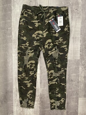 YMI Jeans High Rise Camo Joggers Distressed Camouflage Stretch