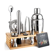 Bartender Kit Cocktail Shaker Set with Stand Bar Tool Bar Set for Drink Mixin...