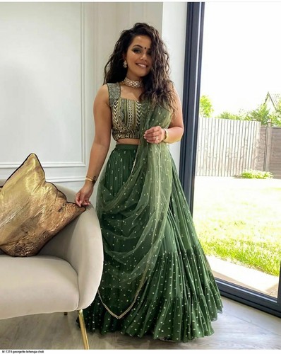 Mehendi Green Lehenga Choli Designer 