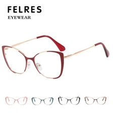 Women Metal Cat Eye Anti-Blue Light Eyeglasses Clear Lens Retro Glasses Frames