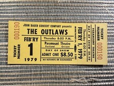 The Outlaws 1979 Full Unused Concert Ticket Portland Oregon Paramount Theatre