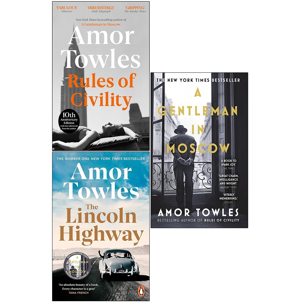 Amor Towles Collection 3 Books Set Lincoln Highway, Gentleman in Moscow, Rules