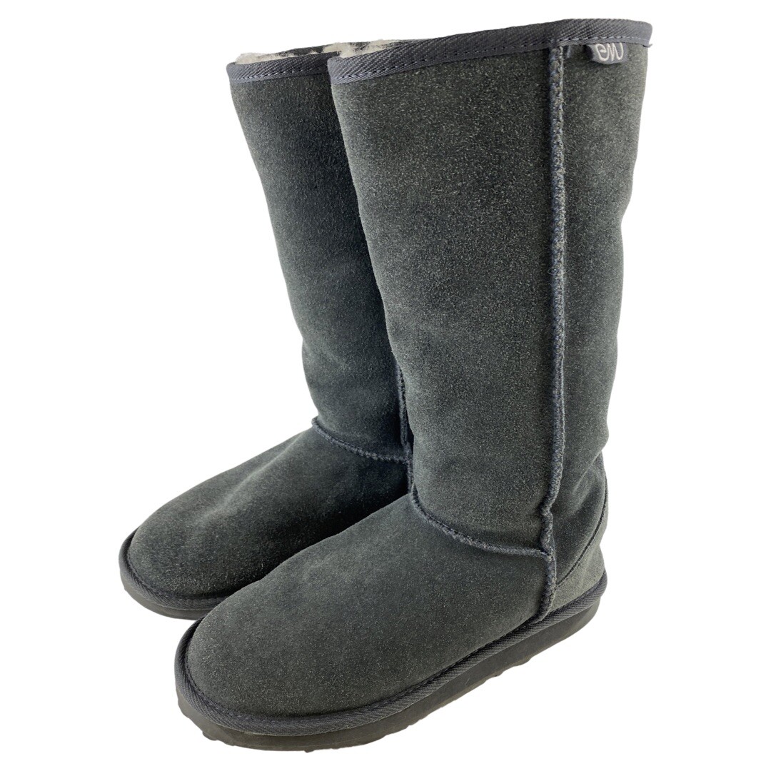 EMU Australia Mens BRONTE HI M20001 Gray Suede Mid Calf Boots Women’s 8 Men’s 7