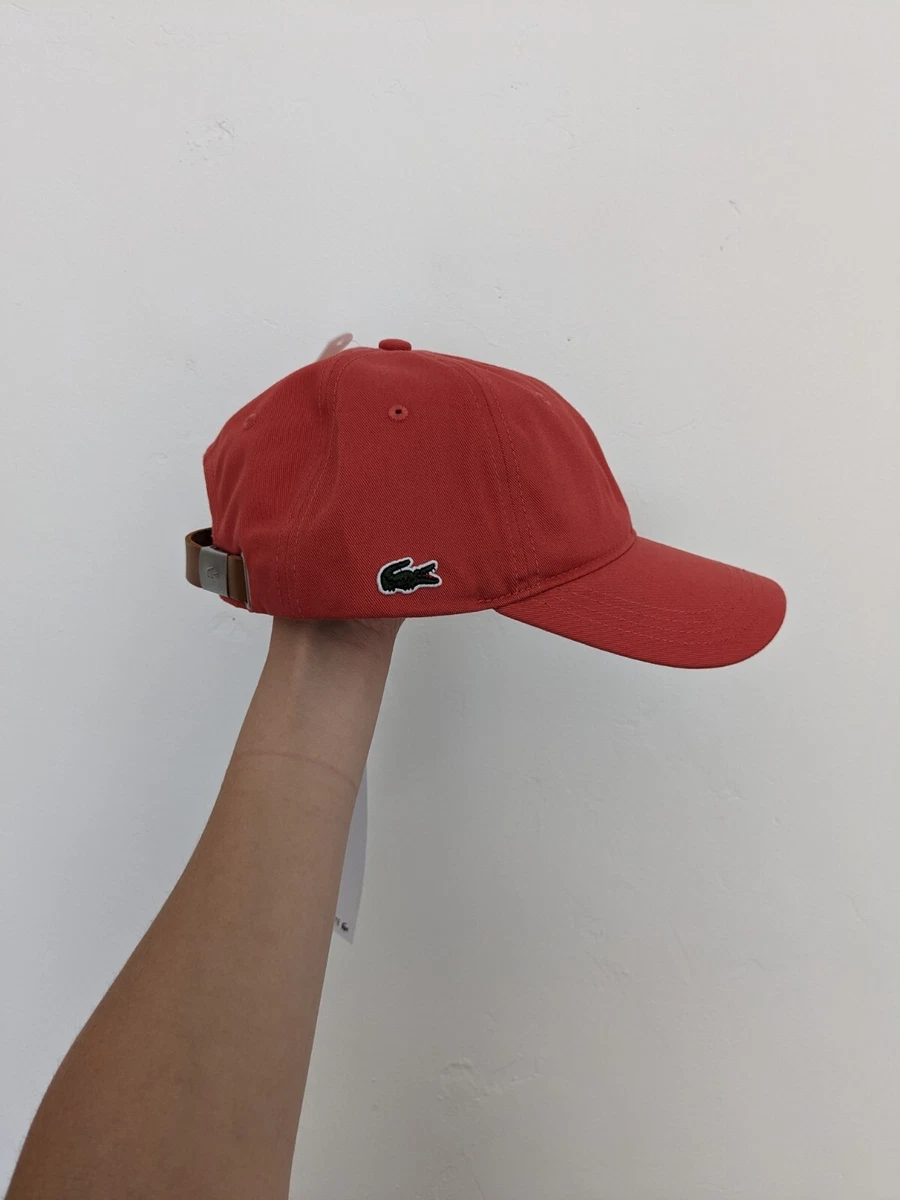Lacoste Curved Peak Adjustable Croc Baseball Cap Mens Red rouge