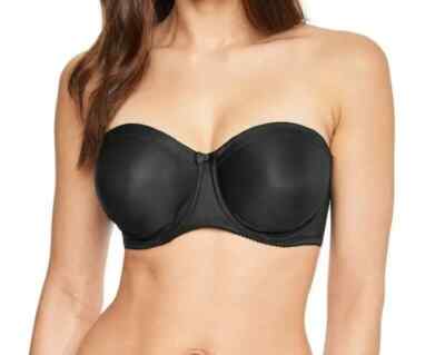 Prima Donna Satin BH Gr.34C Schwarz Bügel Ungepolstert Trägerlos 0161331 Neu