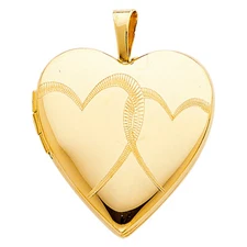 Ioka - 14K Yellow Gold Heart Locket Charm Pendant For Necklace or Chain
