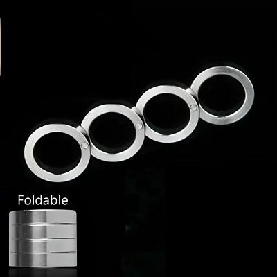 4x Stainless Steel Outdoor Rotatable Folding Ring Color Silver  Hiking Men Women