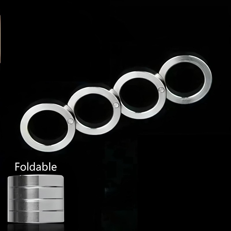 4x Stainless Steel Outdoor Rotatable Folding Ring Color Silver  Hiking Men Women