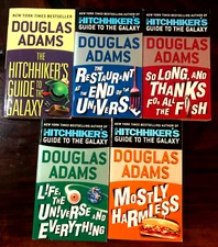 Lot of 5 Complete Set HITCHHIKER'S GUIDE NOVELS Douglas Adams, Del Rey 2005 MINT
