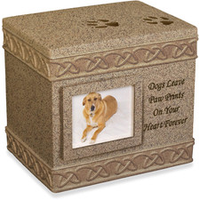 Angelstar Comfy Hour Pet Memorial Urn For Dog Dark Brown Sandstone Look Holds