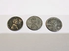 1943 P D S Lincoln Steel Wheat Cent Penny Set of 3 Coins