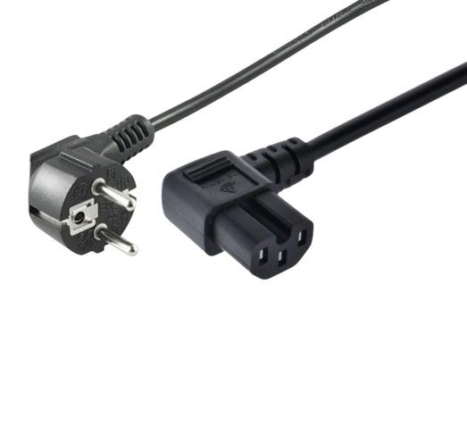 MicroConnect MC-JT008/HT3W-H05VV-F-2.0 Power Cord Schuko Angled C15 2m Black