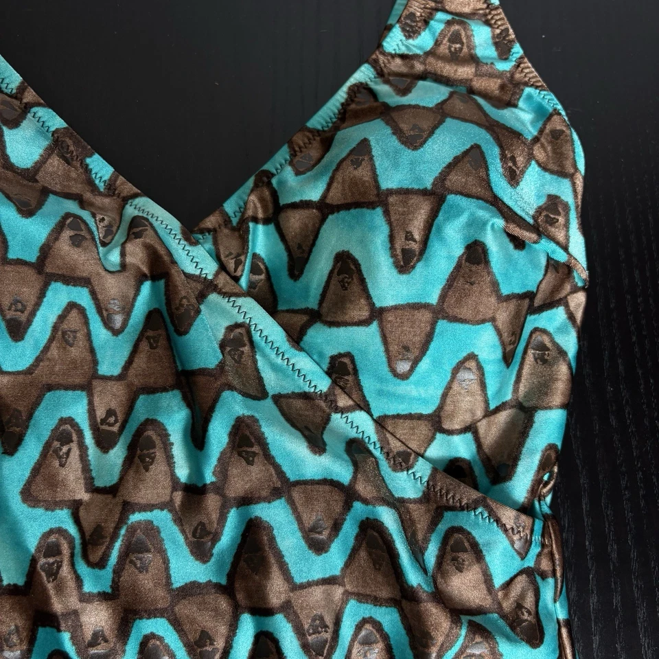 Traje de baño GIDEON OBERSON para mujer talla 14 EE. UU. de una pieza marrón/azul estampado geométrico Foto 2 de 4