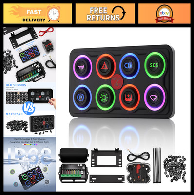 Upgraded 8 Gang Toggle Switch Panel - Multicolored Momentary Pulse, IP68 Waterpr