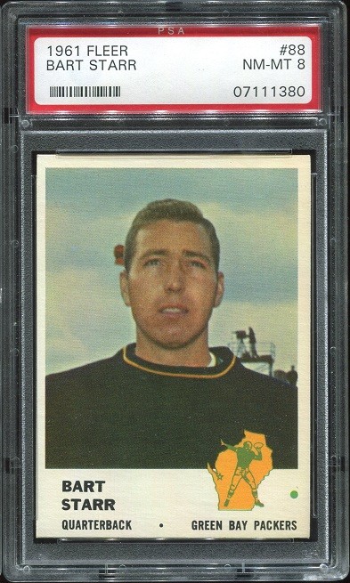 1961 Fleer #88 Bart Starr PSA 8 Green Bay Packers HOF University of Alabama