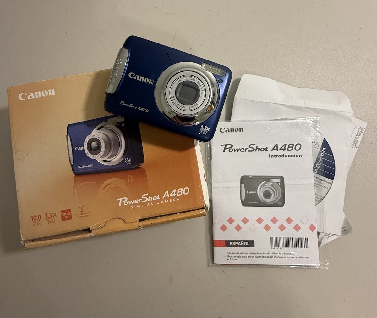 Canon PowerShot A480 Digital Camera 10 MP 3.3X Optical Zoom Navy