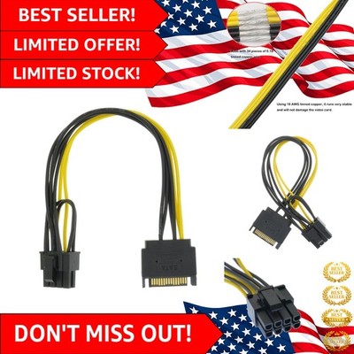 Compact SATA 15-Pin to 8-Pin GPU Power Supply Cable - Reliable & Lightweight
