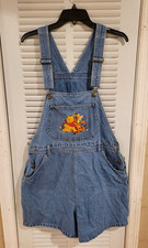 90s Vintage Disney Store Winnie the Pooh Tigger Flowers Denim Overalls Adult L