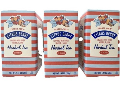 3 Packs Trader Joe's CITRUS BERRY Herbal Tea 20-Tea Bag Great Hot or Iced!
