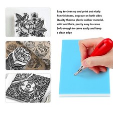 Rubber Carving Block For Printmaking Soft Crafts Linoleum Block 3 Layer Blue